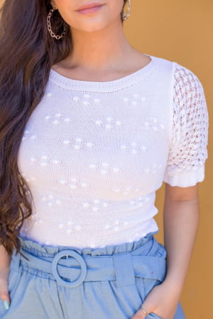 CÓD 2042 BLUSA MODAL PELOTINHA RENDA BRAÇO CÓD 2042 BLUSA MODAL PELOTINHA RENDA BRAÇO
